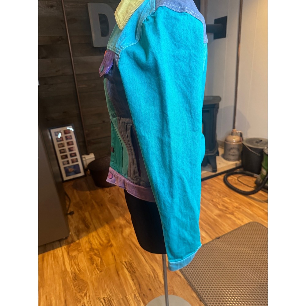 VTG Mokuyobi Rainbow Colorblock Denim Jacket Made in USA Dopamine Dressing XXS - Picture 15 of 16